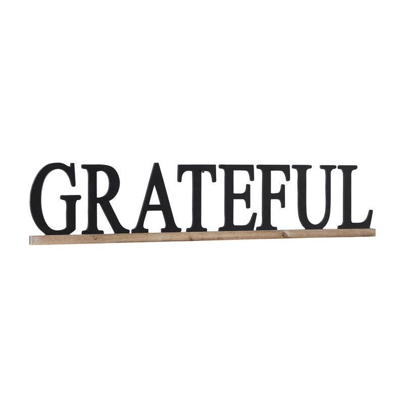 Wood Sign Grateful Home Wall Decor - Black - Roche River Decor