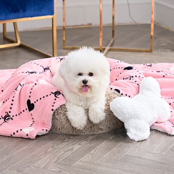 Juicy Couture Paw Heart Plush Throw and Sherpa Bone Pillow On Sale Bed Bath Beyond 39124333