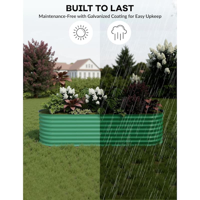2-Pack Galvanized Steel Raised Garden Beds,Outdoor Deep Planter Box Kit with Tool