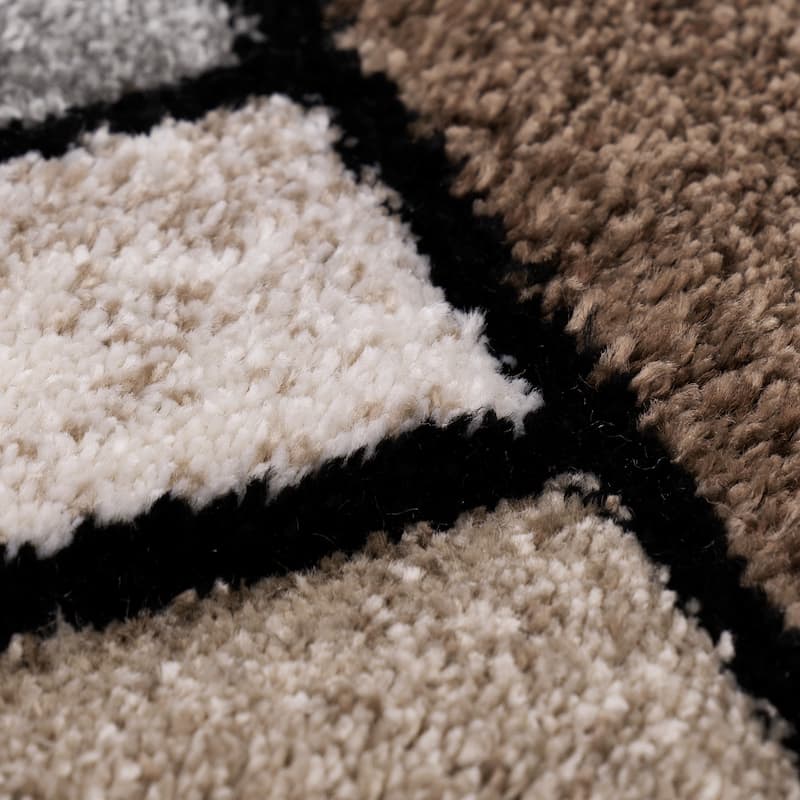 Modern Living-Room Rug Geometric in Brown Beige