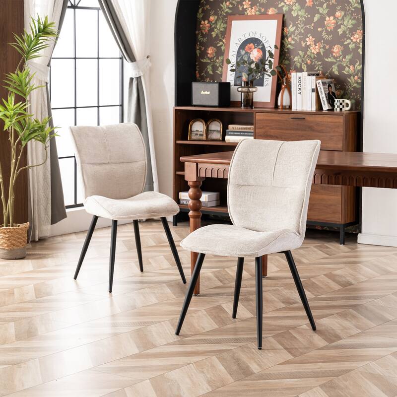 Fabric Upholstered High Back Dining Chairs Set of 2