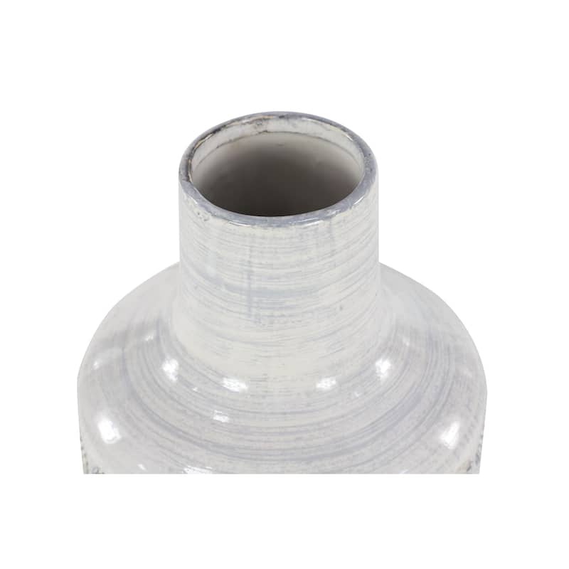 Porcelain Ceramic Floral Decorative Vase - White or Gray - CosmoLiving by Cosmopolitan