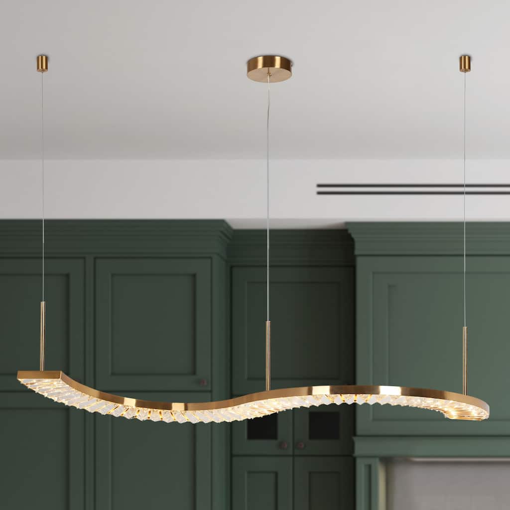 Modern Gold LED Crystal Chandelier Island Lights for Kitchen Island - W42.5"*H0.8"