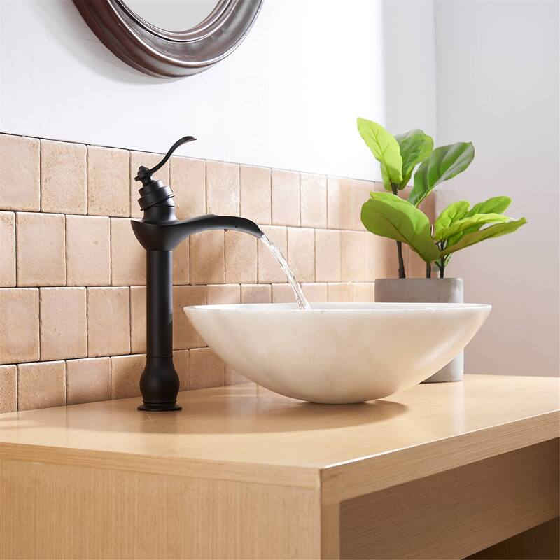 Waterfall Bathroom Vessel Faucet With Drain Assembly Single Handle Bathroom Vessel Sink Faucets One Hole High Taps With Valve