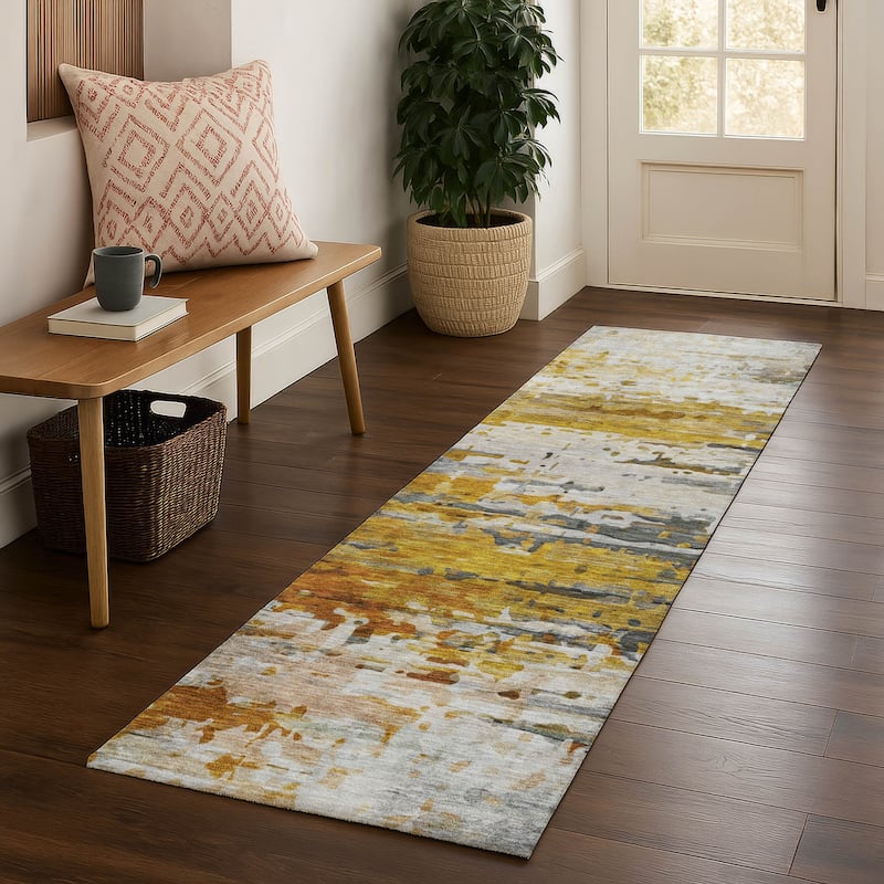 Premium Washable Super Soft Abstract Ombre Mayfield Rug - Copper - 2'3" x 7'6"
