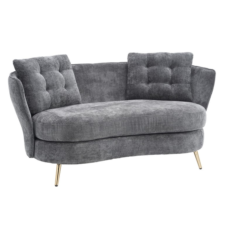 Contemporary Velvet Upholstered Tufted Loveseat Sofa,Living Room Couch with Golden Metal Legs