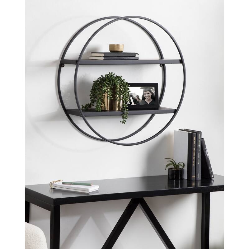 Kate and Laurel Sequoia Round Metal Wall Shelf