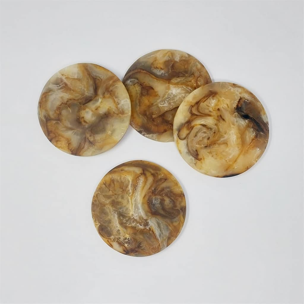 Set of 4 Tortoiseshell Round Coasters - Tortoiseshell