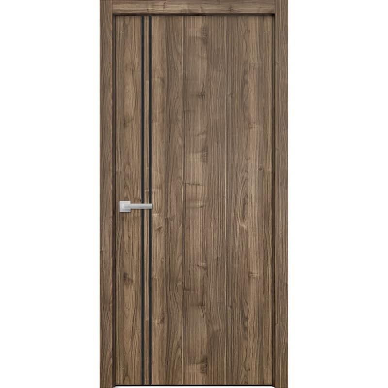 Solid French Door 28 x 80 Planum 0016 Walnut with| Bathroom - 28" x 84"