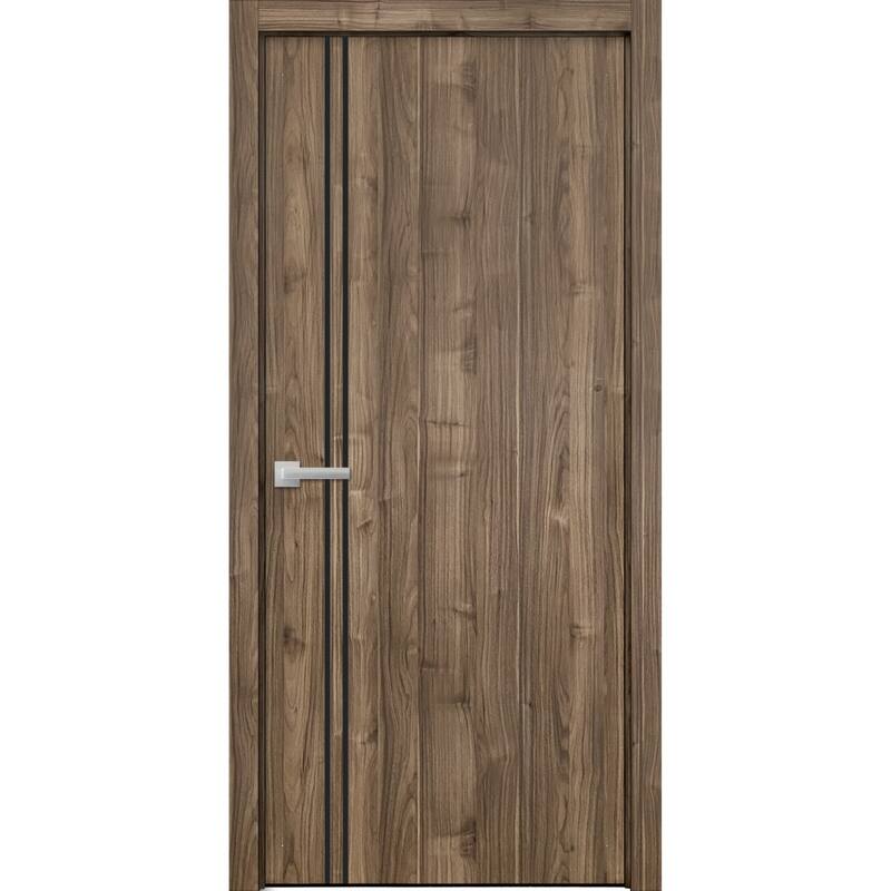 Solid French Double Doors 56 x 80 Planum 0016 Walnut with - 18" x 84"
