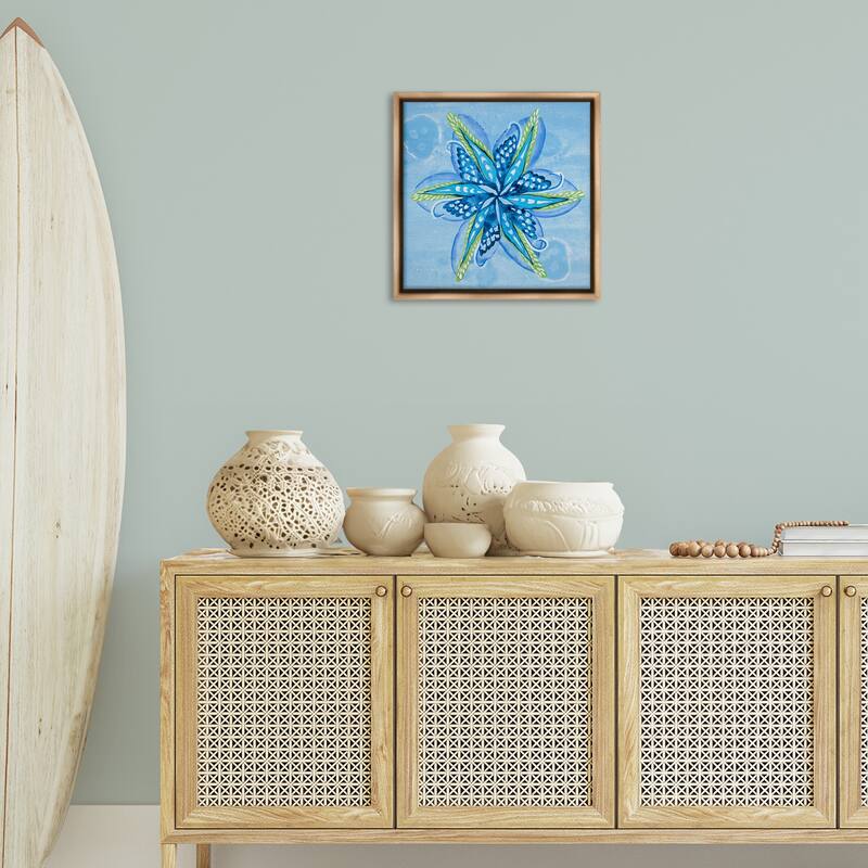 Stupell Star Shaped Abstract Flower Framed Floater Canvas Wall Art Design By Liz Jardine