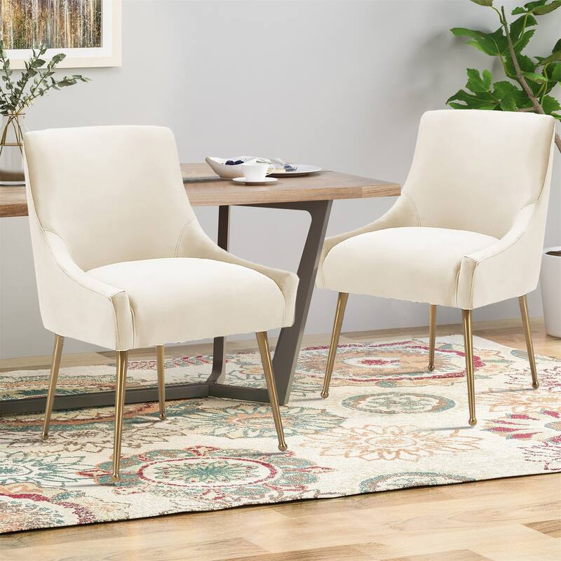 Clihome Stainless Steel Frame Dining Velvet Side Chairs(Set of 2)