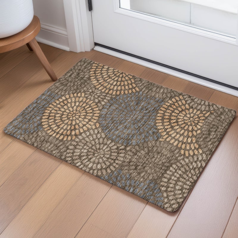 Machine Washable Indoor/ Outdoor Casual Ric Chantille Rug