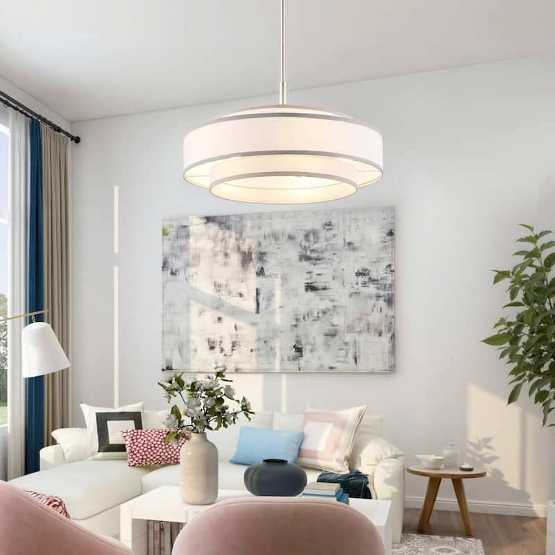 GetLedel 5-Light Double Shaded Dimmable Drum Chandelier