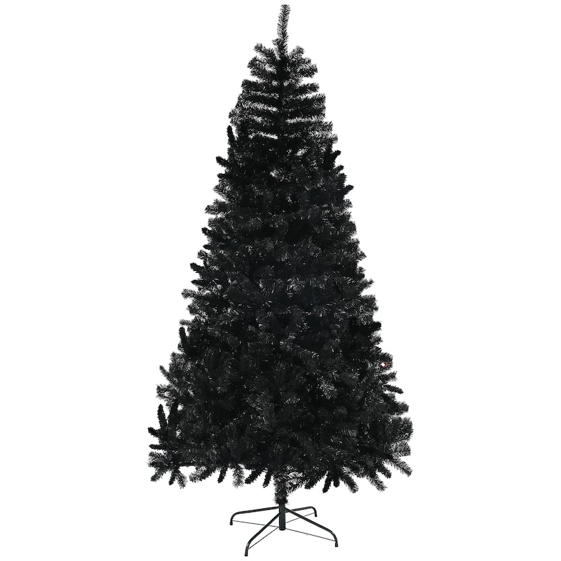HOMCOM Unlit Artificial Christmas Tree - Auto Open, Steel Base, Black, Home Office Decor - Black