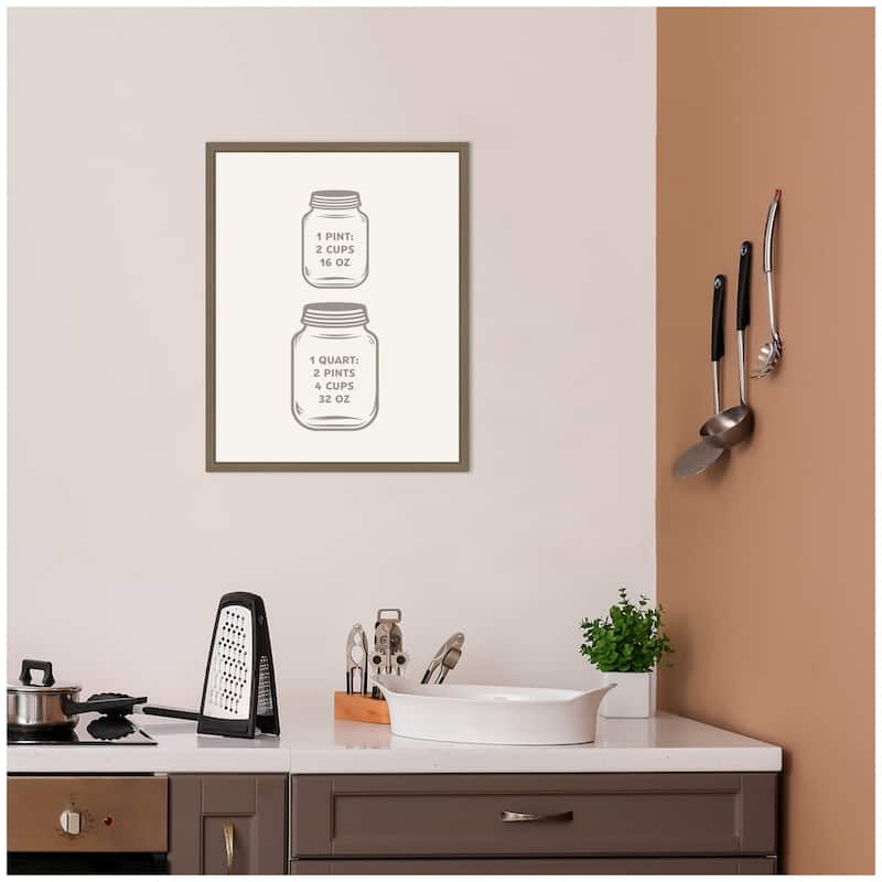 Kate and Laurel Kitchen Conversion Charts Pint Quart by The Creative Bunch Studio Framed Canvas Wall Art Print