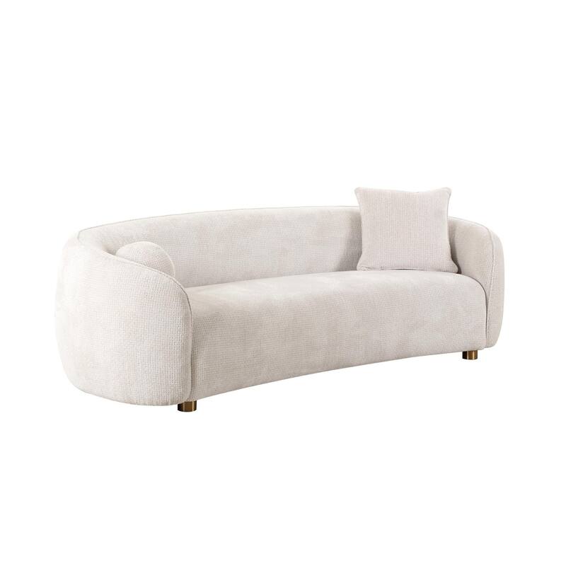 Pasargad Home Zarina Modern Sofa with 2 Pillows, Ivory - Ivory