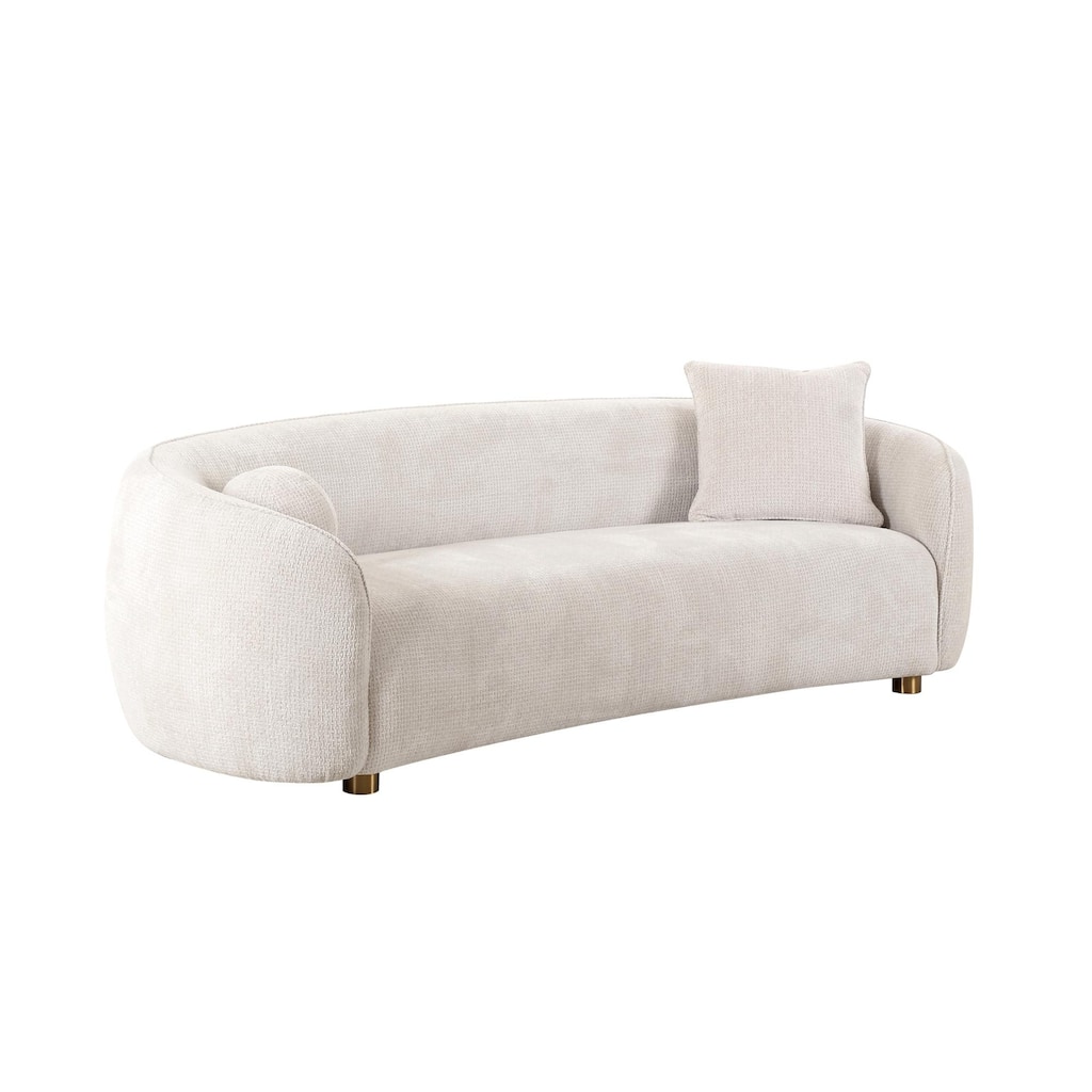 Pasargad Home Zarina Modern Sofa with 2 Pillows, Ivory