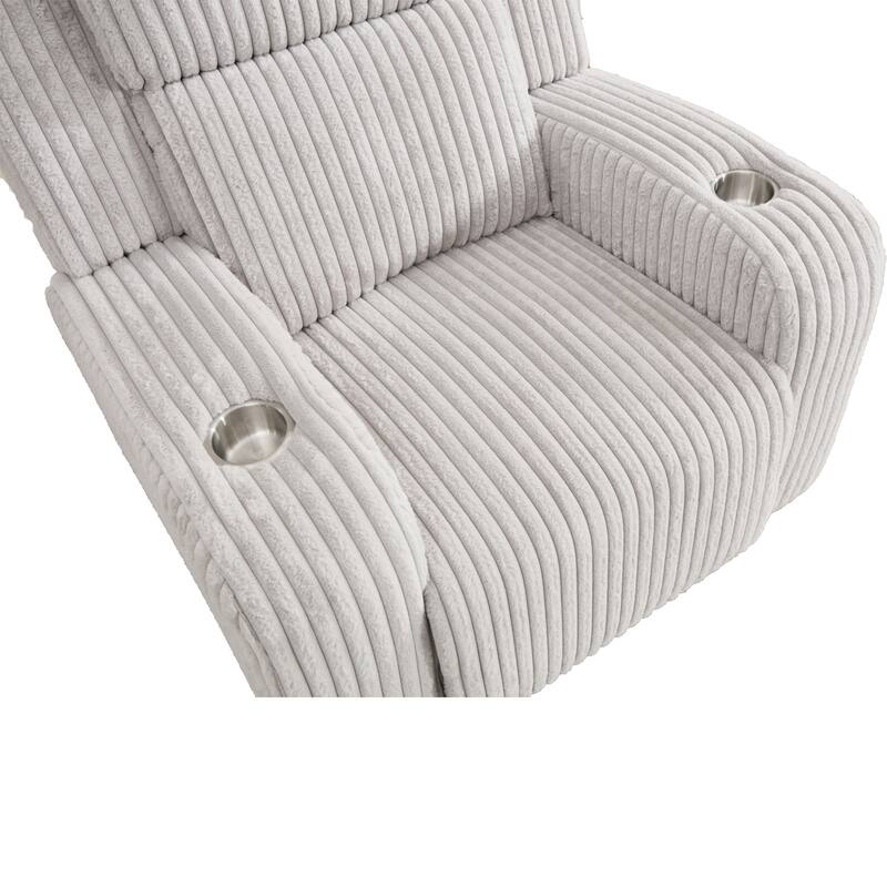 Oversized Power Recliner Chair with USB Ports, Home Theater Single Sofa with Cup Holders