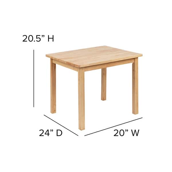 dimension image slide 0 of 6, Kids 3 Piece Solid Hardwood Table and Chair Set for Playroom, Kitchen