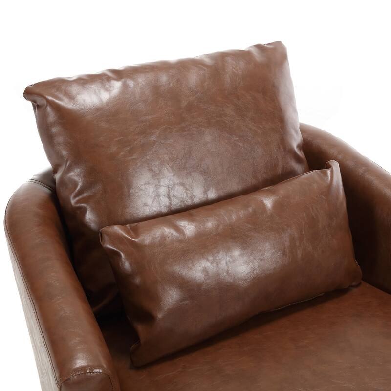 32.68" Swivel Barrel Chair with Metal Base