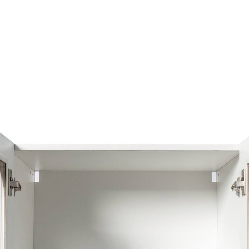 Arched Glass Door Display Wall Mounted Cabinet, Floating Cabinet with inadjustable Shelves for Kitchen,Bathroom,Living Room