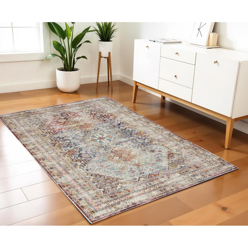 HomeRootsGeometric Traditional Rectangle Area Rug - 72' X '48' X '0.5