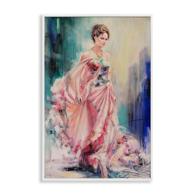Stupell Sophisticated Woman in Dress Framed Giclee Art Design By Lucille Lee - 20 x 30 - White