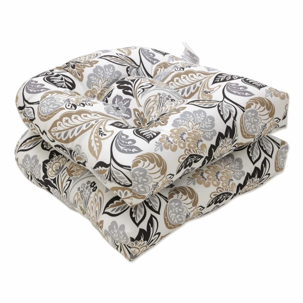 Pillow Perfect Outdoor | Indoor Dailey Pewter Seat Cushion (Set of 2) 19 X 19 X 5