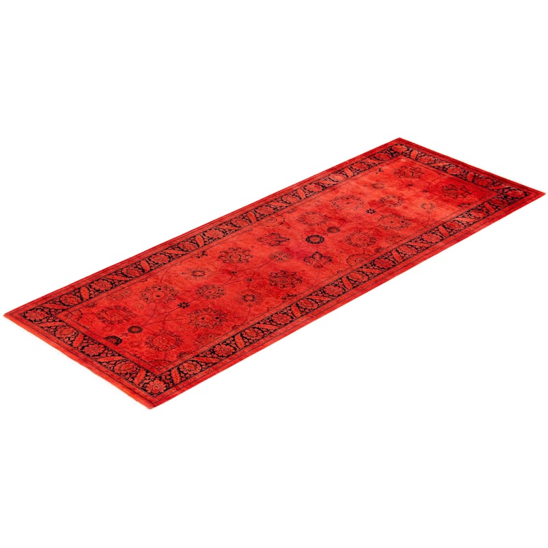 Contemporary Overdyed Wool Hand Knotted Runner - 3' 0" x 8' 5"