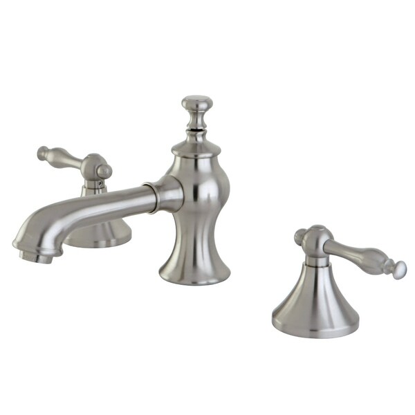 Kingston Brass KC706.NL Naples 1.2 GPM Widespread Bathroom Faucet with Pop-Up Drain Assembly and Metal Handles