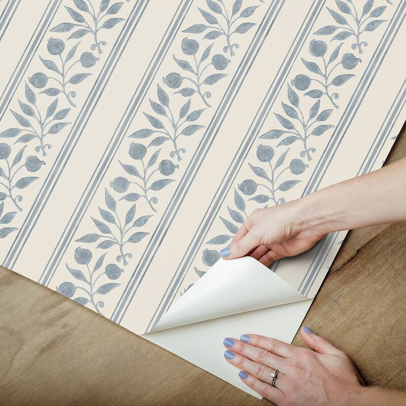 Rosehip Stripe China Blue Peel and Stick Wallpaper