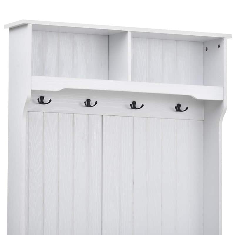 3-in-1 Design Hall Tree with 4 Hooks,Hinged Lid,Coat Hanger and Storage Bench