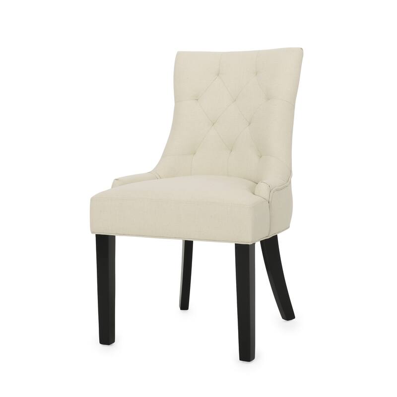 Modern Curved Buttonless Tuft Back Upholstered Dining Chairs with Tapered Legs, Set of 2