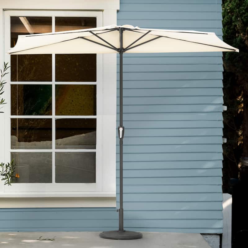 Patio Umbrella, 9 FT Half Round Umbrella, Weather-Resistant Polyester