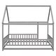 preview thumbnail 54 of 71, Floor Wooden Bed with House Roof and Fence Guardrails for Kids' Bedroom