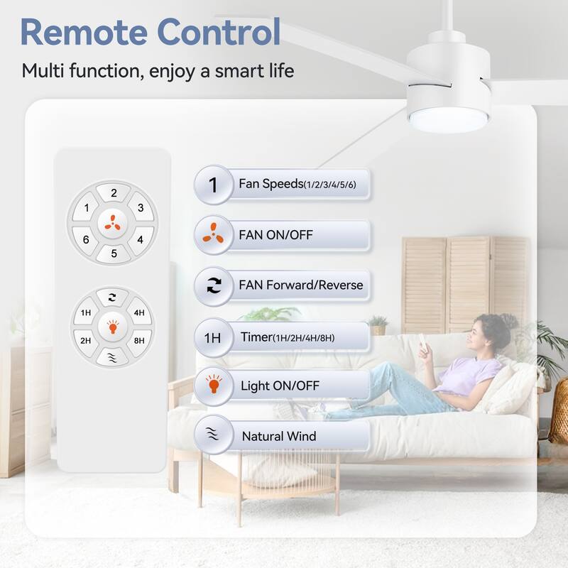 52-inches 3-Blade Ceiling Fan With Remote Downrod