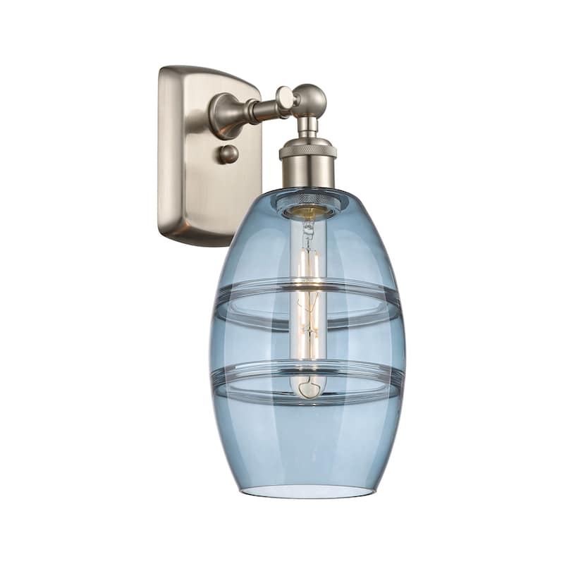 Innovations Lighting 516-1W-10-6 Vaz Sconce Vaz 10" Tall Wall Sconce - Brushed Satin Nickel / Princess Blue