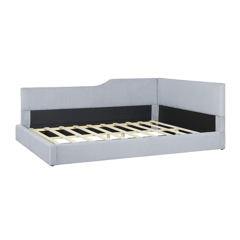 Full Size L-Shaped Corduroy Daybed Upholstered Daybed
