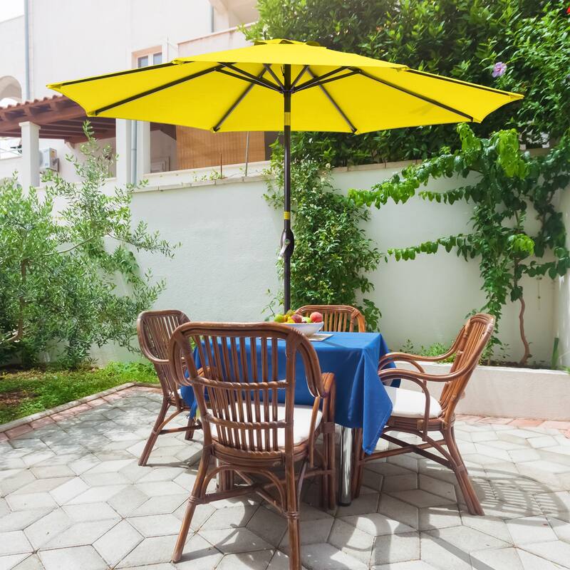 Bonosuki 9ft Patio Umbrella Market Table Umbrella with Tilt and Crank - Yellow