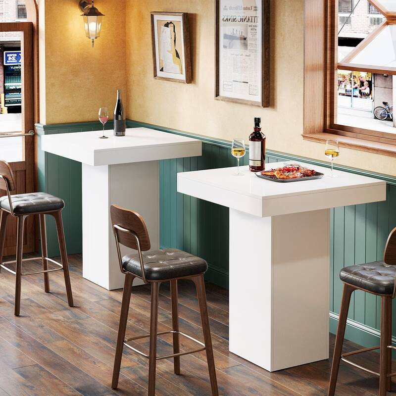31.5 Inches Modern White Square Bar Table - 31.5" W x 31.5" L x 39.37" H
