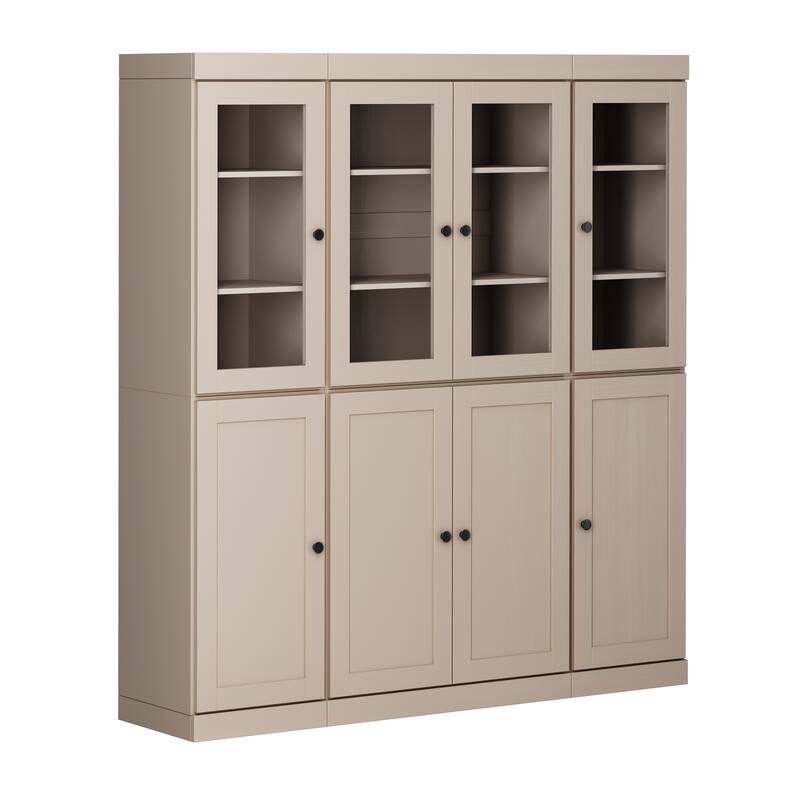 Palace Imports 100% Solid Wood 65" Pantry Cabinet with Clear Glass, Shaker Doors and Adjustable Shelves