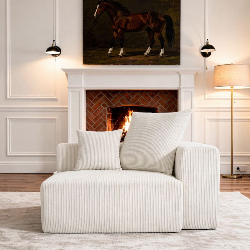 Corduroy Upholstered Modular Sectional Sofa with Ottoman