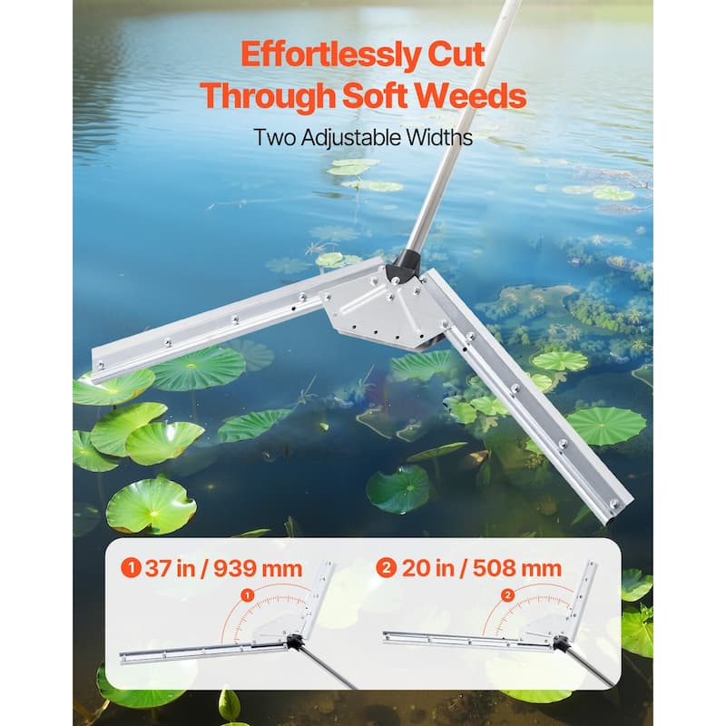 Lake Weed Cutter with 37" Cutting Width and Steel Blades - 36.97 x 63.23 x 1.18 in