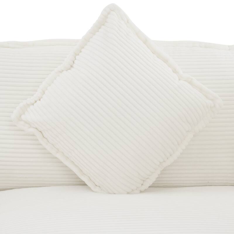 141.6 Inch Modern Modular Sectional Sofa, Upholstered Corduroy Couch with 4 Throw Pillows