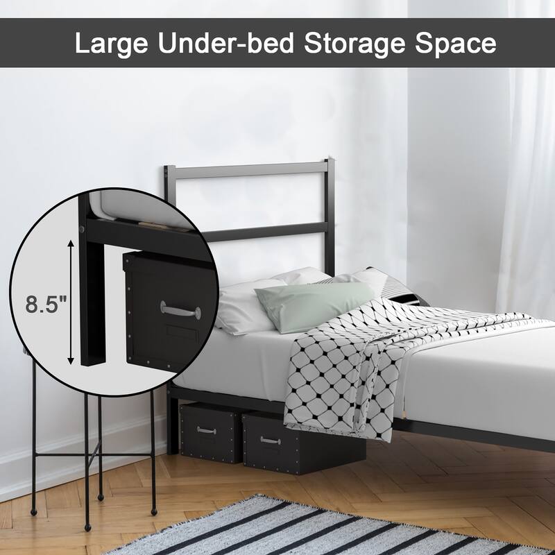 Costway Twin/Full Metal Bed Platform Frame Heavy Duty Mattress