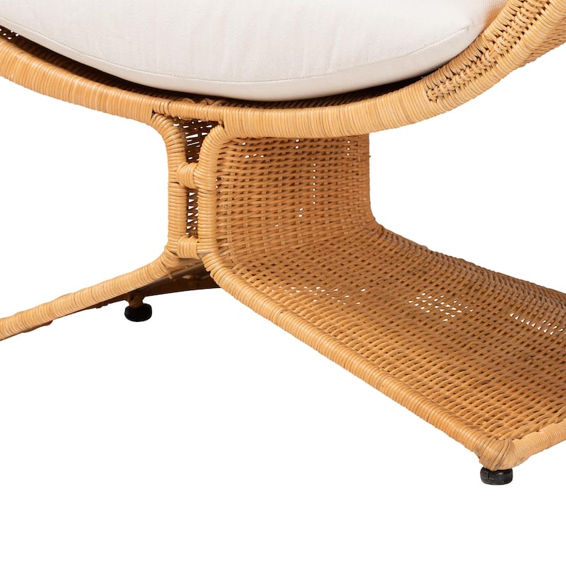 Reya Natural Rattan Lounge Chair - Handwoven Wicker Accent Seating with Pedestal Base for Modern Boho Spaces
