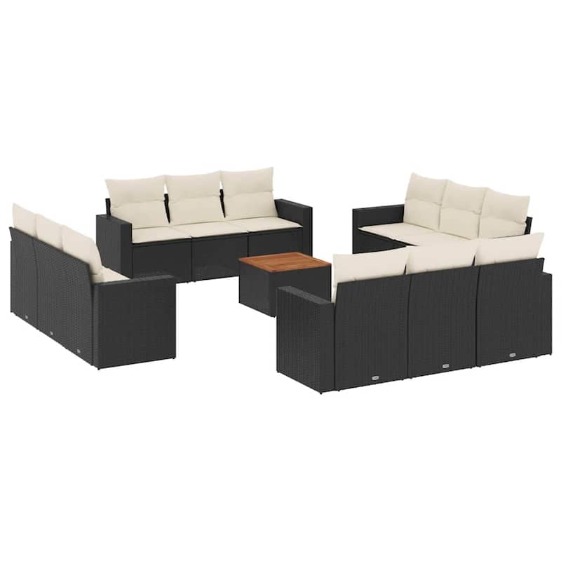 vidaXL Garden Sofa Set Black, Cream White - 24.4 x 25.8 x 27.2