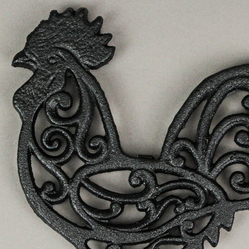 Zeckos Black Cast Iron Farm Animal Kitchen Trivets (Set Of 3) - 0.5 X 9 X 9.25 inches