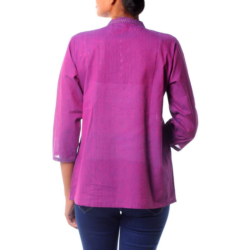 Handmade Cotton 'Wine Delight' Blouse (India)